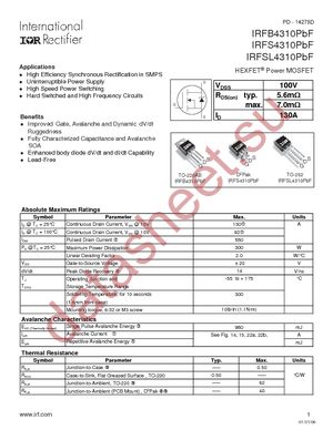 IRFSL4310PBF datasheet  